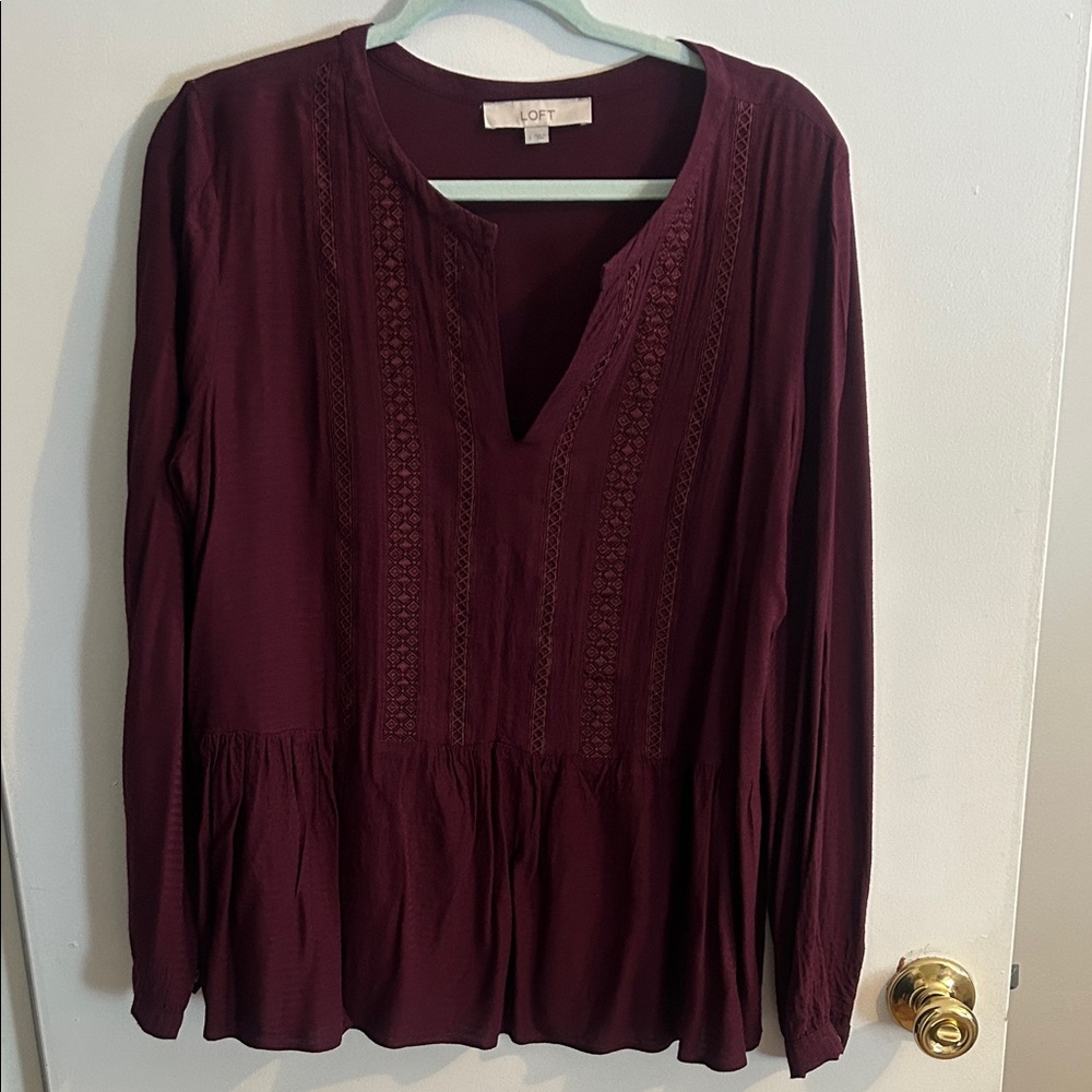 LOFT Deep Burgundy Blouse